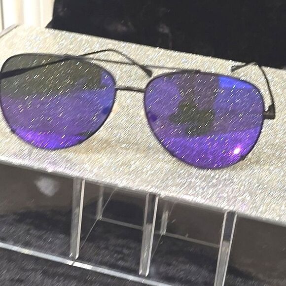 DIFF Scarlett 49MM Mirrored Aviator Sunglasses- Matte Black/Purple - Picture 4 of 8